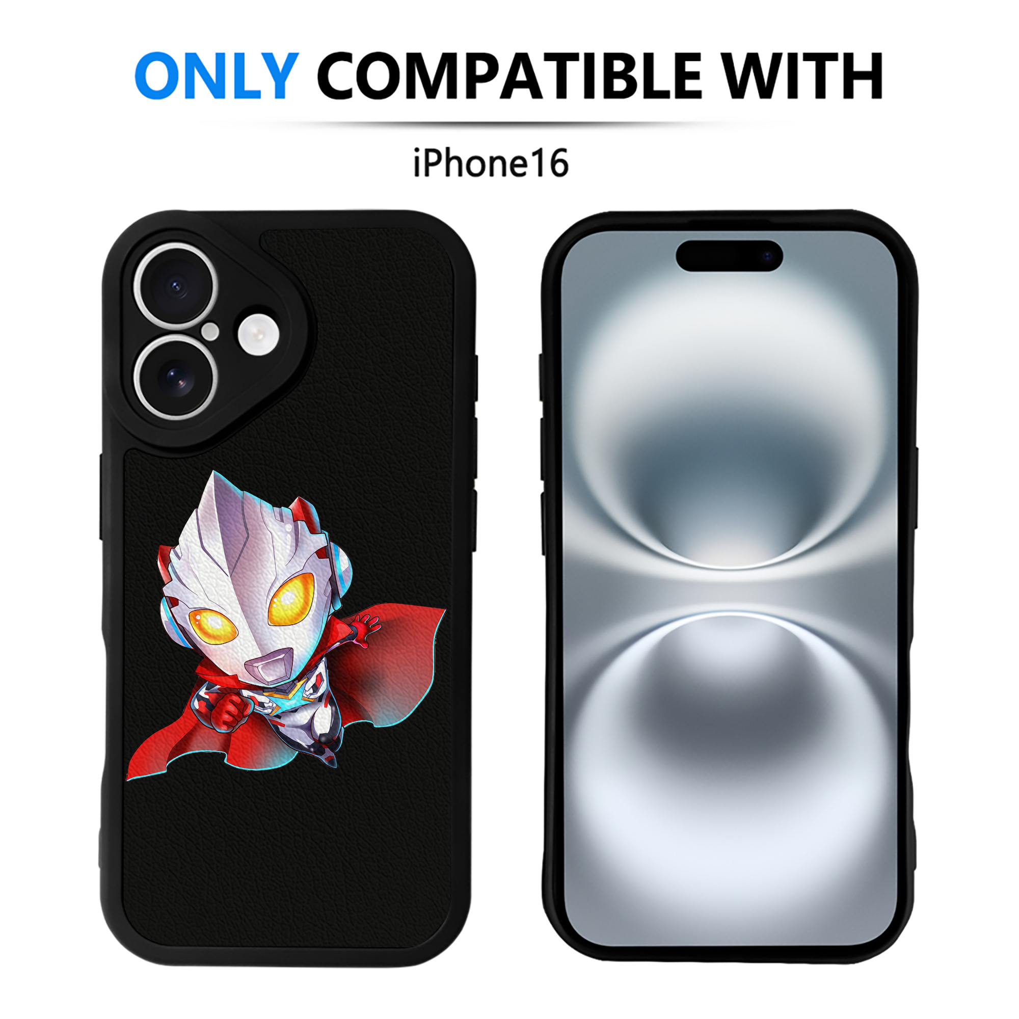 （画像用） ウルトラマン Ultraman 【iPhone 16シリーズ対応】シリコンスマホケース（レザー調） 材質：シリコン